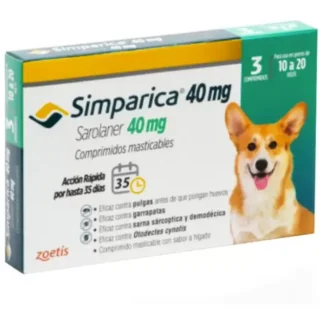 Simparica 40 mg (3 Comprimidos): Tratamiento para Perros de 10 a 20 kg