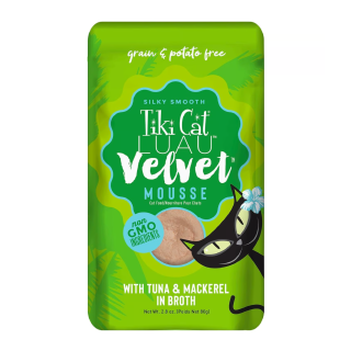 Tiki Cat Luau Velvet Mousse: Atún y Caballa en caldo Sobre 80 gr