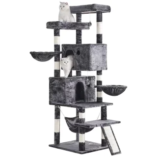 Torre Rascador (170x59x50 cm): Estabilidad Reforzada y 4 Zonas de Descanso para Gatos Múltiples