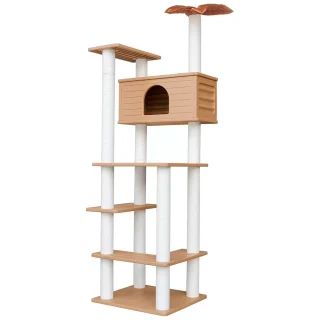 Torre Rascador (190x51x56 cm): A prueba de Agua, Ligera y con Casita de Refugio para Gatos