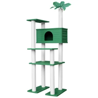 Torre Rascador Alta (178x64x61 cm): Diseño Planta, Impermeable para Gatos Exploradores