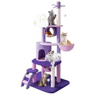 Torre Rascador Árbol de Luna para Gatos (165x60x48 cm): Diseño Fantástico y Estabilidad Súper Sólida