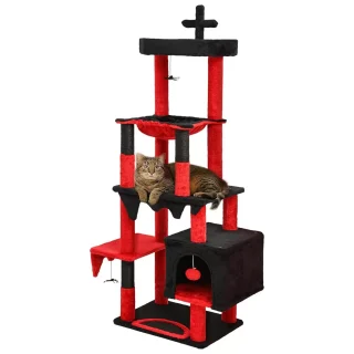 Torre Rascador Gótica para Gato (166x40x48 cm): Diseño Místico, Firmeza Anti-Vuelco y Materiales Duraderos