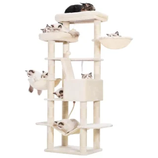 Torre Rascador Reforzada (173x50x40 cm): Perchas Amplias y Diseño Escalado para Gatos Grandes
