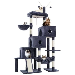 Torre Rascador Súper Estable (157x100x40 cm): Diseño Escalera y 3 Condominios para Gatos Múltiples