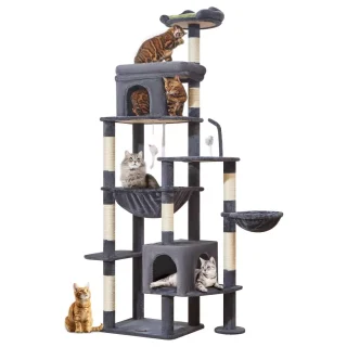 Torre Rascador Súper Estable (211x53x26 cm): Arquitectura Piramidal para Gatos Grandes