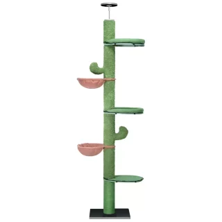 Torre Rascador Techo a Piso (233x54x39 cm): Altura Ajustable, Estabilidad Garantizada y Parque Multifuncional