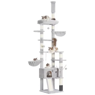 Torre Rascador Techo a Piso (270x40x40 cm): Base Reforzada (Triple Pilar) y Altura Ajustable