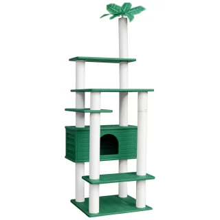 Torre Rascador de Jardín (188x61x64 cm): Diseño Planta, a prueba de Agua para Gatos Exploradores