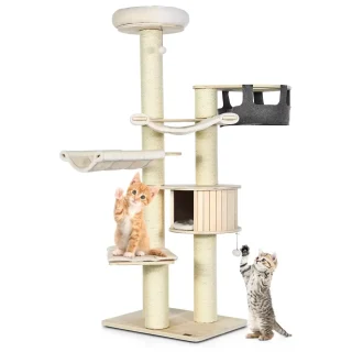 Torre Rascador de Lujo (197x75x56 cm): Cojines Lavables y Firmeza para Gatos Grandes