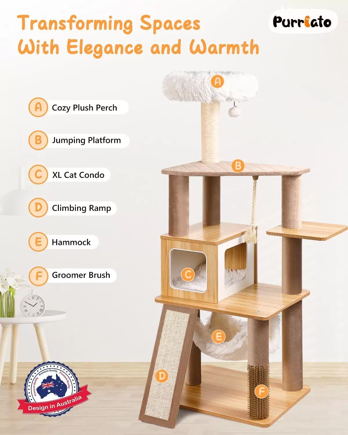 Torre Rascador de Madera Nórdica (155x60x45 cm): Estabilidad Reforzada y Diseño Minimalista para Varios Michis - Imagen 2