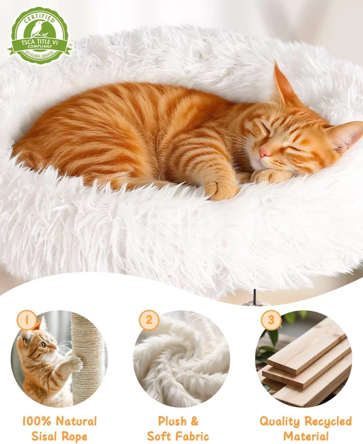 Torre Rascador de Madera Nórdica (155x60x45 cm): Estabilidad Reforzada y Diseño Minimalista para Varios Michis - Imagen 4