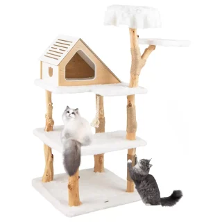 Torre Rascador de Pera Maciza (152x69x69 cm): Base Ultra Sólida para Gatos Grandes y Múltiples