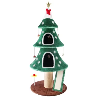 Torre de Gatos (60x60x137 cm) | Diseño Árbol de Navidad, 2 Condominios y Anti-Vuelco