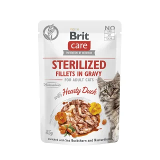 BRIT CARE STERILIZED FILETES DE PATO EN SALSA 85gr