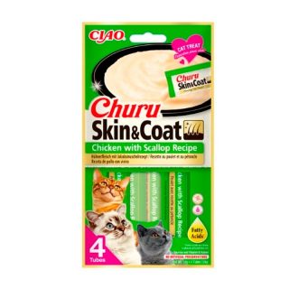 CIAO CHURU SKIN&COAT RECETA DE POLLO CON VIEIRA 4x14gr