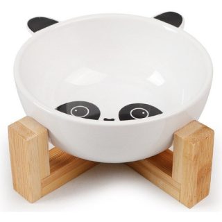 Comedero #27 Figura Cerámica con Base de Madera