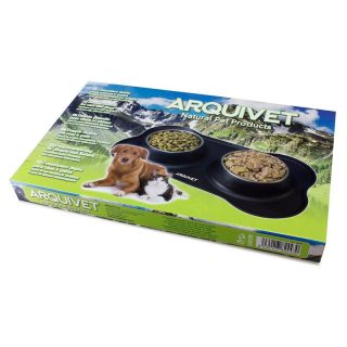 ARQUIVET COMEDERO DOBLE CON BASE DE SILICONA PARA PERROS Y GATOS (2x400mL)