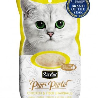 KIT CAT PURR PURÉE HAIRBALL POLLO Y FIBRA 4x15gr