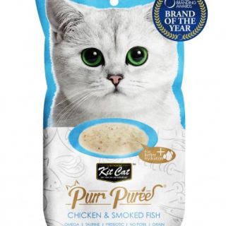 KIT CAT PURR PURÉE POLLO Y PESCADO AHUMADO 4x15gr
