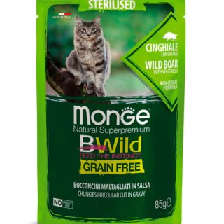 MONGE BWILD STERILISED JABALÍ, ZANAHORIA Y JUDÍAS VERDES 85gr