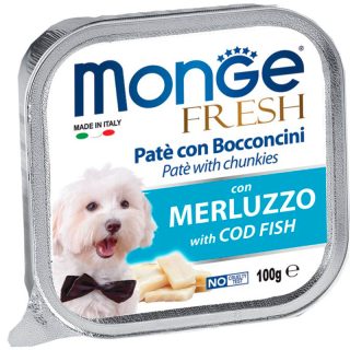 MONGE FRESH PATÉ CON TROZOS DE BACALAO 100gr