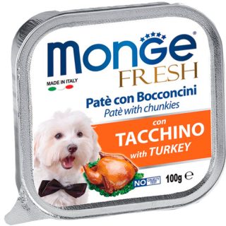 MONGE FRESH PATÉ CON TROZOS DE PAVO 100gr