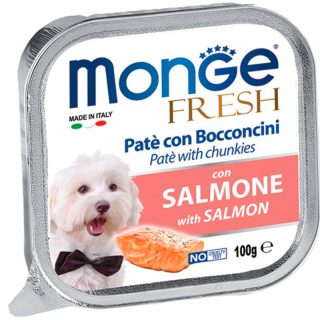 MONGE FRESH PATÉ CON TROZOS DE SALMÓN 100gr