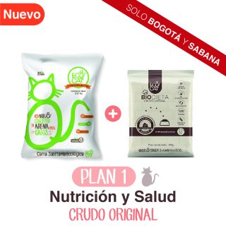 Plan Crudo Original 1: Arena Ecocat 2,27 Kg.+ 1 Biodieta crudo original 1000 g. aprox.