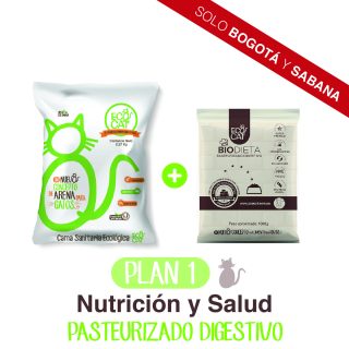 Plan Digestivo 1: Arena Ecocat 2,27 Kg.+ 1 Biodieta pasteurizado digestivo 1000 g. aprox.