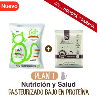 Plan Cuidado Renal 1: Arena Ecocat 2,27 Kg.+ 1 Biodieta pasteurizado bajo en proteína 1000 g. aprox.