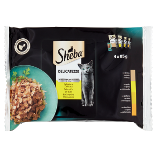 SHEBA DELICATEZZE SELECCIÓN DE AVES CON PATO, POLLO, AVES Y PAVO 4x85gr